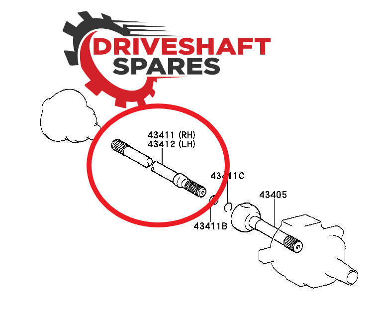 Toyota Land Cruiser Front Axle Shaft Inner LH 30 Spline OE 43412-60140 854mm