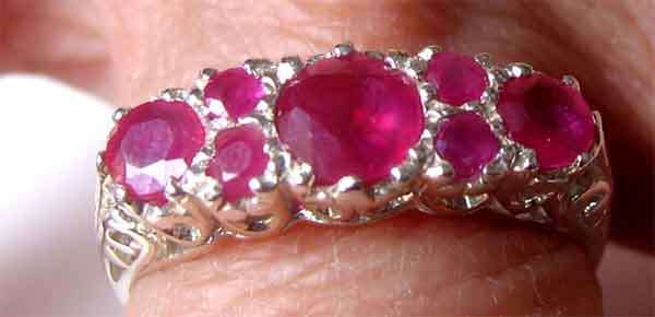 925 -Sterling Silver and Genuine  Rubies  - Ring