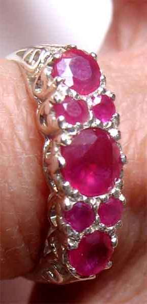 925 -Sterling Silver and Genuine  Rubies  - Ring