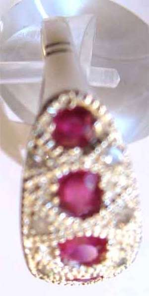 Genuine Rubies and Diamonds  in 925 Sterling Silver Ring