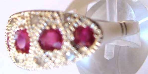 Genuine Rubies and Diamonds  in 925 Sterling Silver Ring