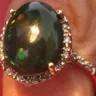 10 ct Gold Ring with Genuine Black Opal and Diamonds