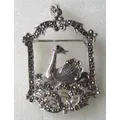 Sterling Silver , Garnet and Marcasite Brooch and Pendant