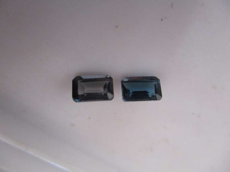 2 pieces, 6.00 x 4.00 mm Emerald/Octagonal cut Blue Topaz T.W.1.42ct.