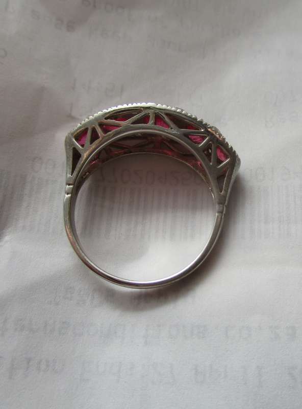 Genuine Rubies and Diamonds  in 925 Sterling Silver Ring
