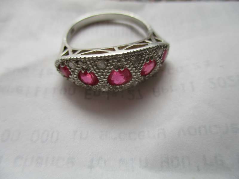 Genuine Rubies and Diamonds  in 925 Sterling Silver Ring