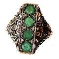 925 Sterling Silver with Genuine Emeralds & Diamonds Ring