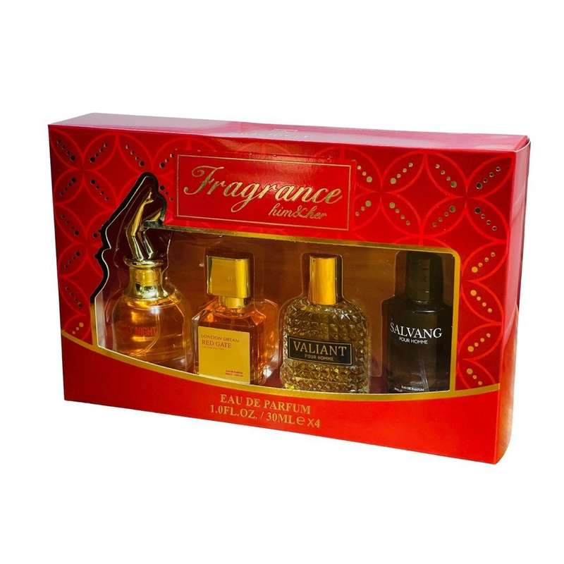 Luca Him & Her Fragrance Perfume Gift Set - 4x30ml EDP + Keyring & Premium Gift Bag COMBO