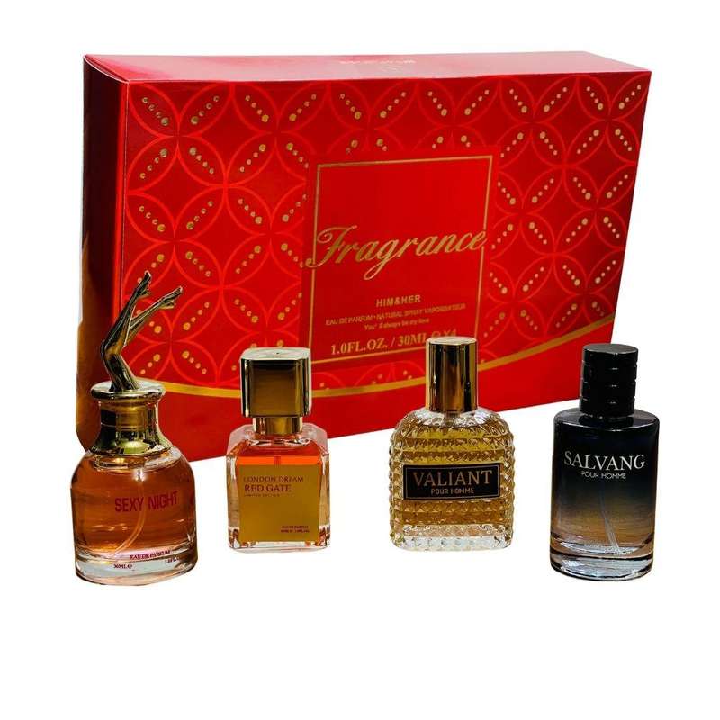 Luca Him & Her Fragrance Perfume Gift Set - 4x30ml EDP + Keyring & Premium Gift Bag COMBO