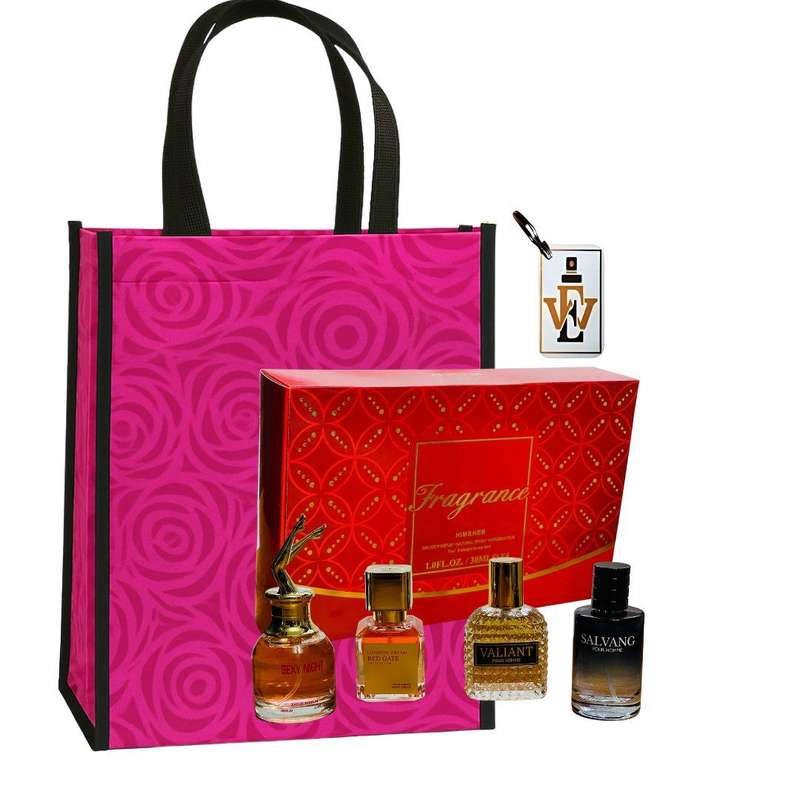 Luca Him & Her Fragrance Perfume Gift Set - 4x30ml EDP + Keyring & Premium Gift Bag COMBO