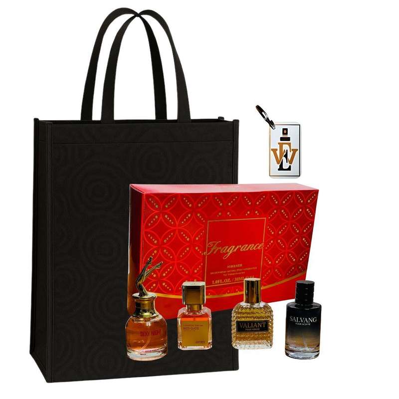 Luca Him & Her Fragrance Perfume Gift Set - 4x30ml EDP + Keyring & Premium Gift Bag COMBO