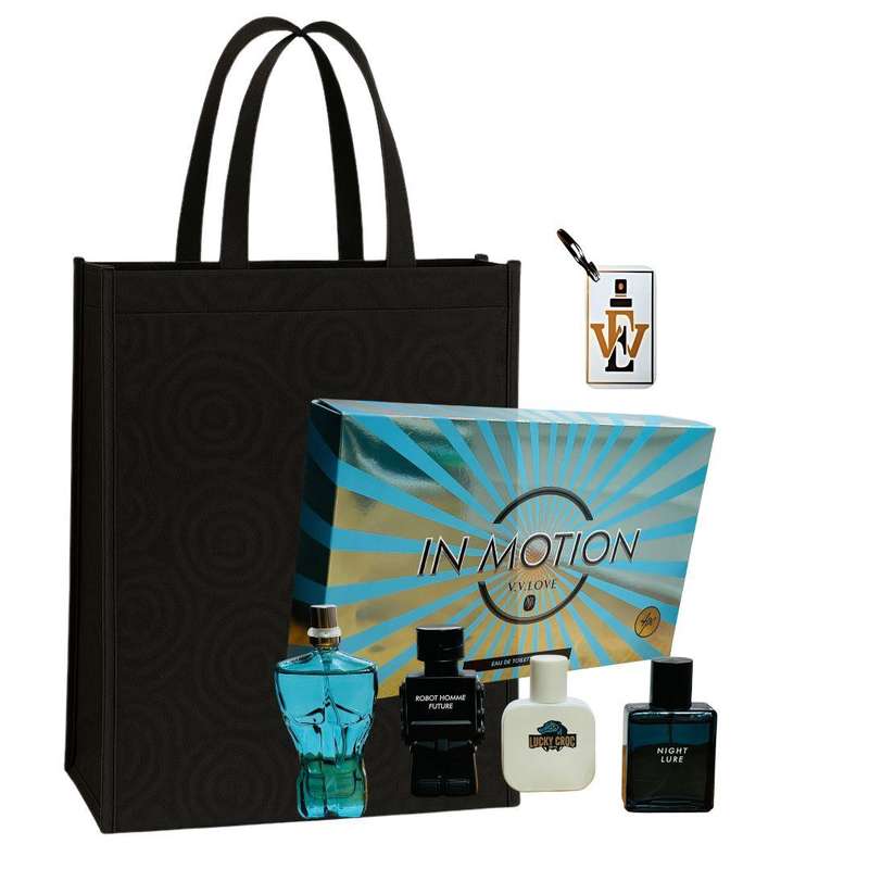 In Motion EDT Perfume Set for Men 4x30ml by V.V. Love  + Keyring & Premium Gift Bag COMBO