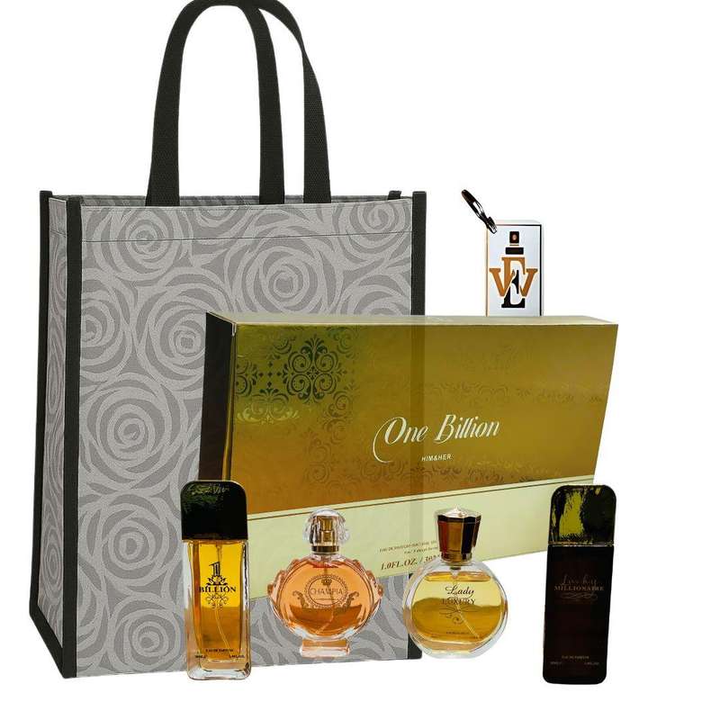 Luca One Billion Him & Her Perfumes Set - 4x30ml EDP  + Keyring & Premium Gift Bag COMBO