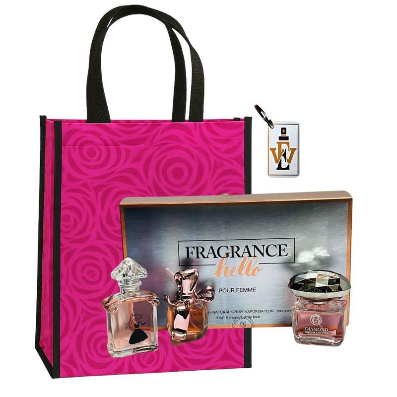 Fragrance Hello 3 Perfume Set for Women - 3x30ml EDP + Keyring & Premium Gift Bag COMBO