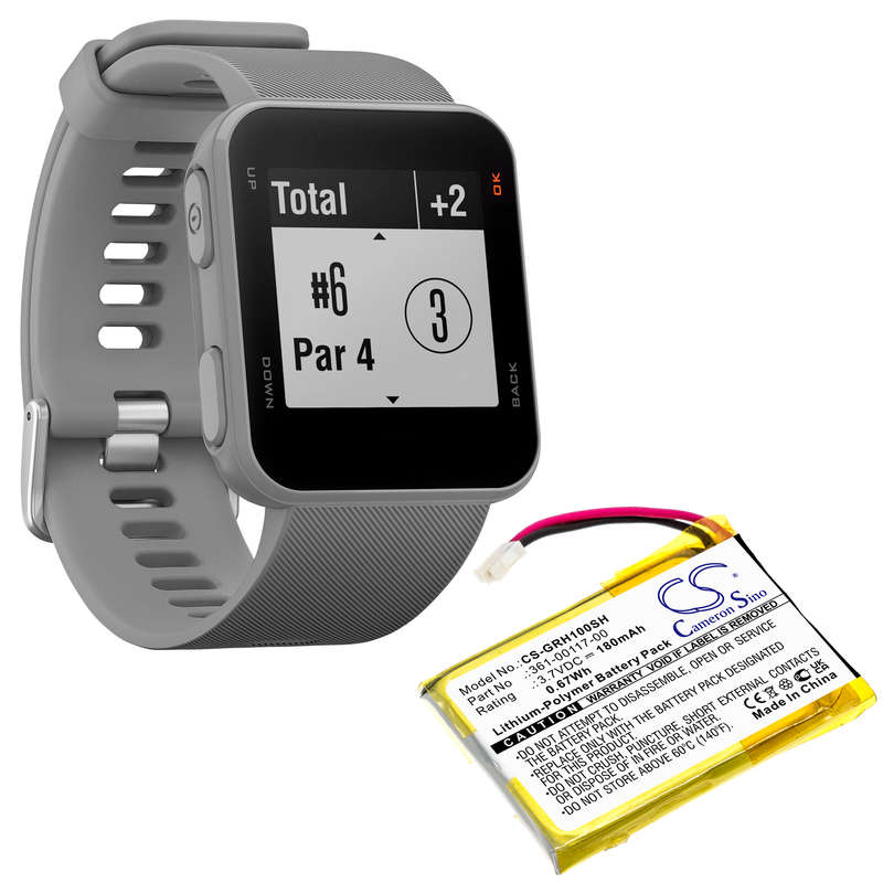 Smartwatch Battery  CS-GRH100SH  for  Garmin  Approach  S10  361-00117-00  etc