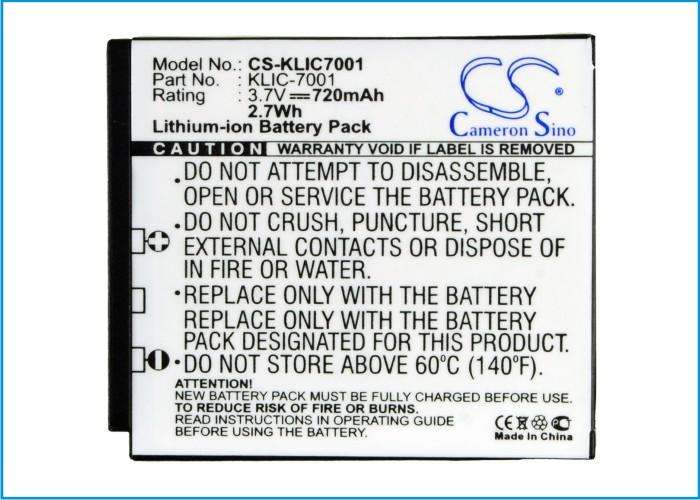 Camera Battery  CS-KLIC7001   for  KodakEasyShare M1063  KLIC-7001  etc.