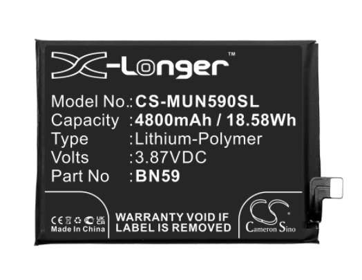 Mobile, SmartPhone Battery  CS-MUN590SL  BN59 FOR XIAOMI REDMI NOTE 10, M2101K7AI,M2101K7AG