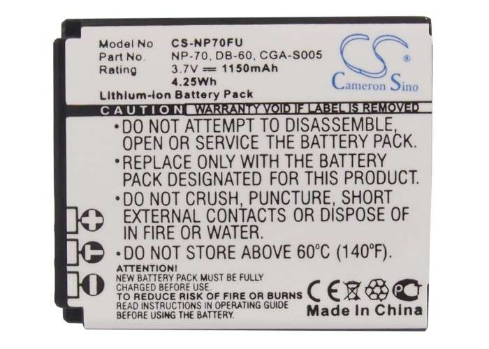 Camera Battery CS-NP70FU for FUJIFILM NP-70 etc.