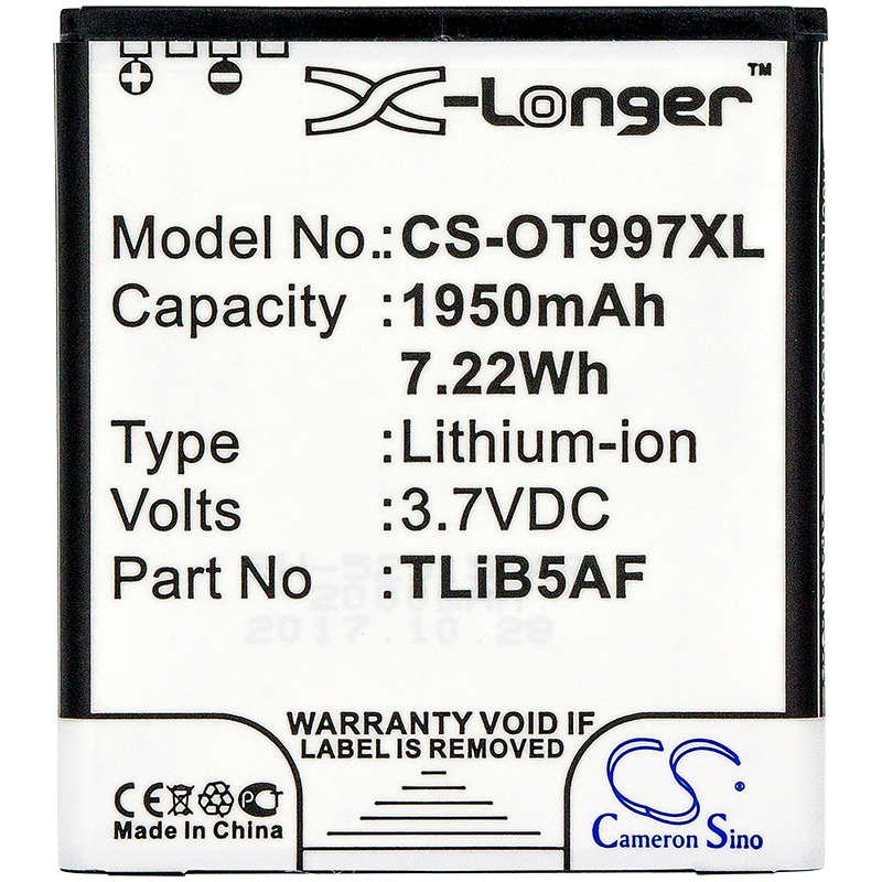 Mobile, SmartPhone Battery  CS-OT997XL  for  Alcatel  OT-997etc
