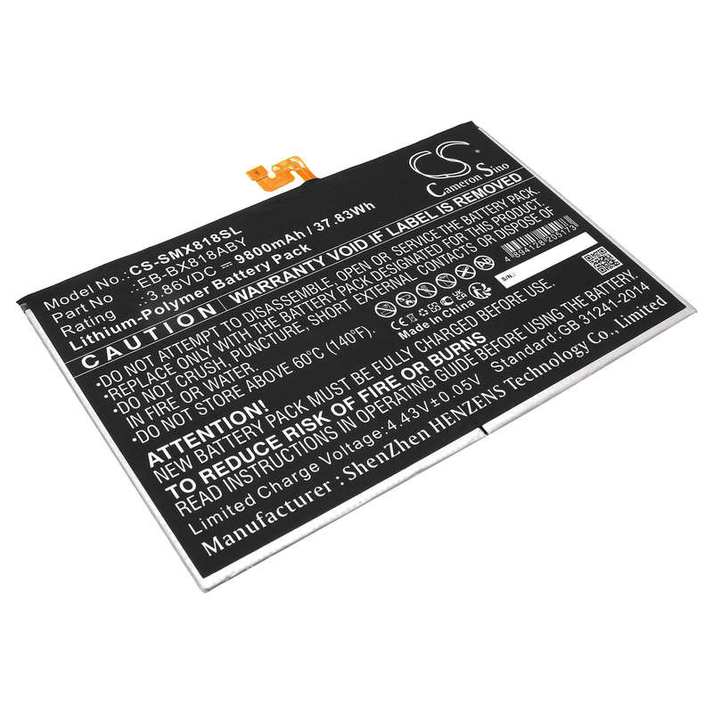 Mobile, SmartPhone Battery  CS-SMX818SL  for  Samsung  Tab S9+  EB-BX818ABY  etc.