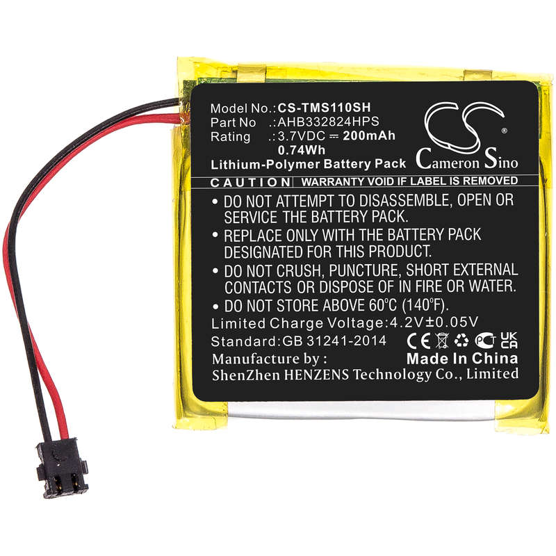 GPS, Navigator Battery  CS-TMS110SH  for  TomTomSpark Cardio + Music GPS  AHB332824HPS  etc.