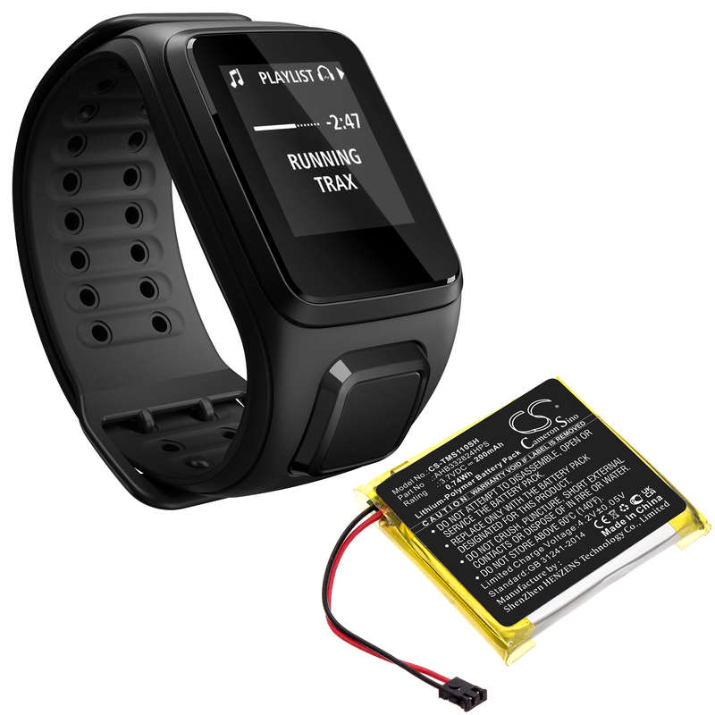 GPS, Navigator Battery  CS-TMS110SH  for  TomTomSpark Cardio + Music GPS  AHB332824HPS  etc.