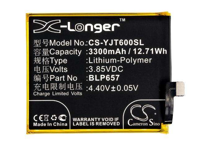 Mobile, SmartPhone Battery  CS-YJT600SL  for  OnePlus6  BLP657  etc.