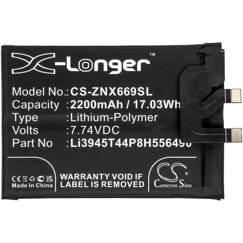 Mobile, SmartPhone Battery  CS-ZNX669SL  ZTE  NX669J-P  Li3945T44P8H556490