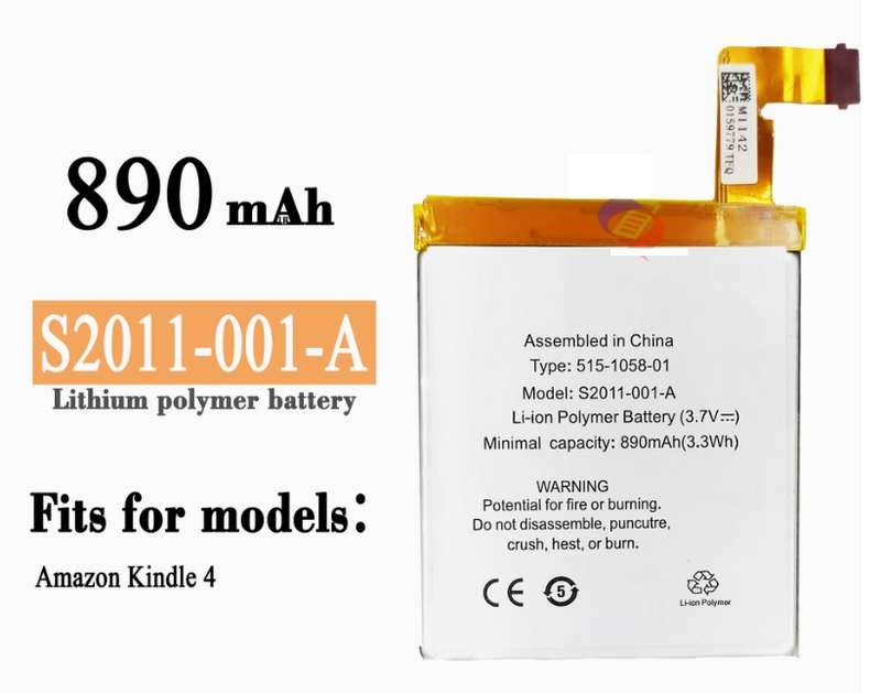 Ebook, eReader Battery  ITCS-KD4LHH  for  Amazon Kindle 4  S2011-001  etc.