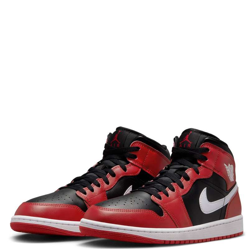 Nike Men's Air Jordan 1 Mid Black/ Gym Red Leather DQ8246 061 Size UK 11 (SA 11)