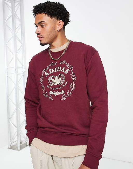 adidas Men`s Graphics Archive Crew Sweatshirt Burgundy GB8214
