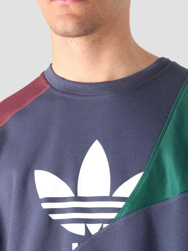 adidas Men`s ADICOLOR COLORBLOCK T SHIRT (LOOSE FIT) Shadow Navy / Burgundy  HC4497 Size Large