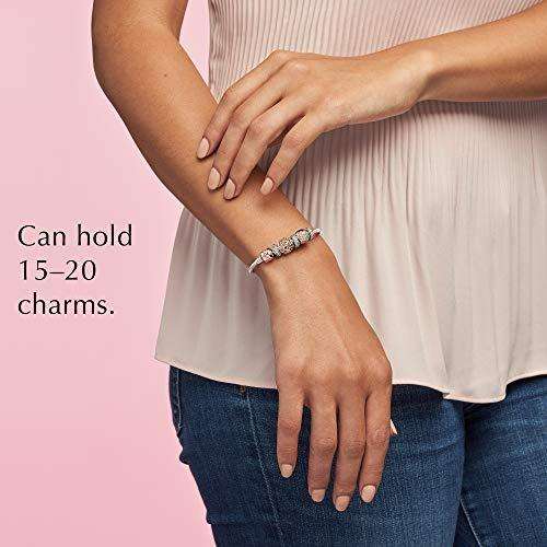 Pandora Retired Two Tone Silver Bracelet With Rose Gold Snap Clasp & Pouch