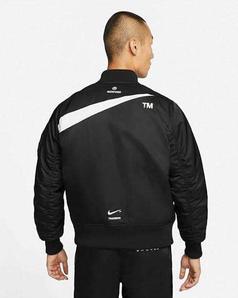 Nike Men's Preowned Sportswear Reversible Bomber Therma Fit Jacket Black/White DR7020 010 Size Large