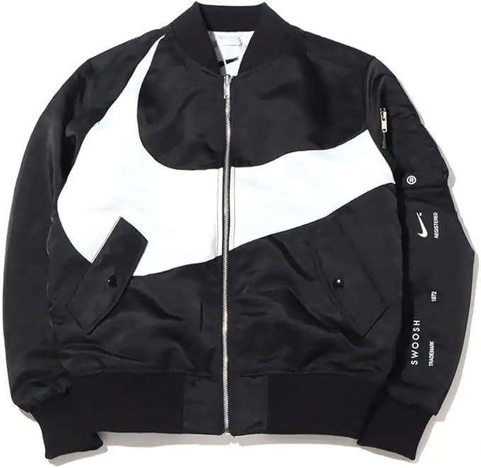 Nike Men's Preowned Sportswear Reversible Bomber Therma Fit Jacket Black/White DR7020 010 Size Large