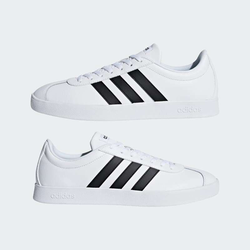 adidas Men`s VL Court 2.0 Cloud White / Core Black DA9868 Size UK 10 (SA 10)