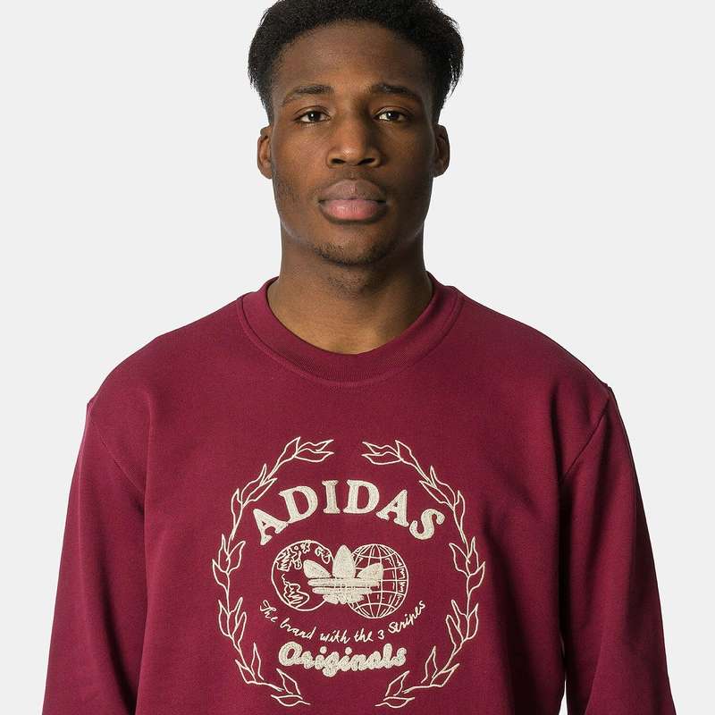 adidas Men`s Graphics Archive Crew Sweatshirt Burgundy GB8214
