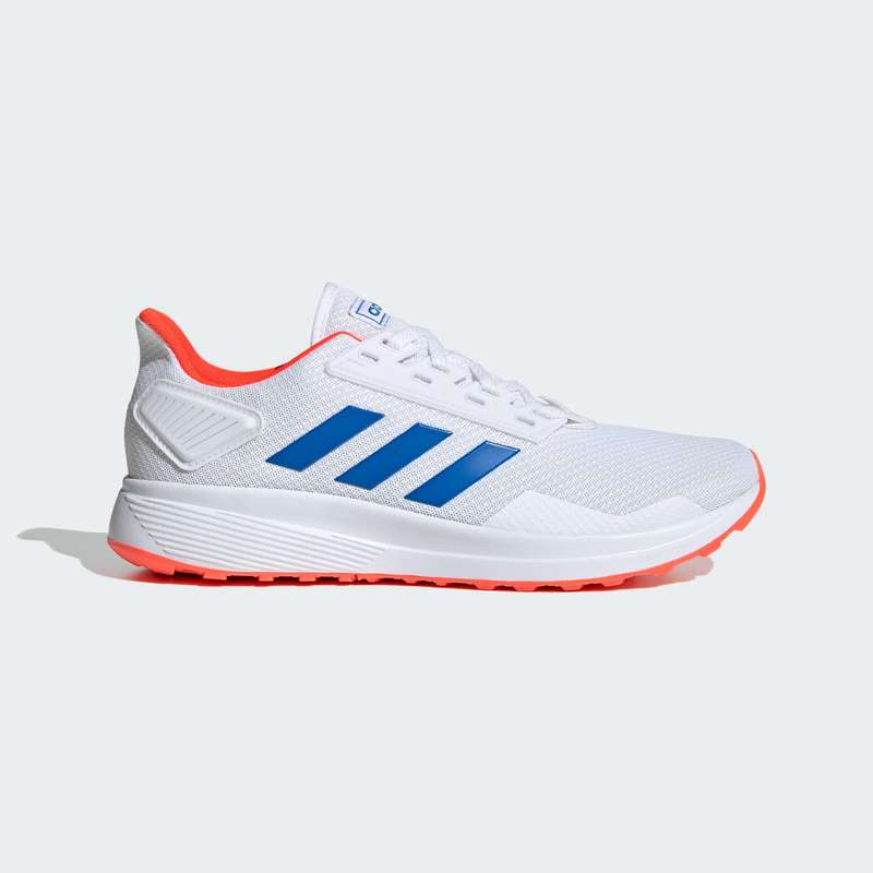 adidas Men`s DURAMO 9 Cloud White/ Glow Blue/ Solar Red EG8665 Size UK 10 (SA 10)