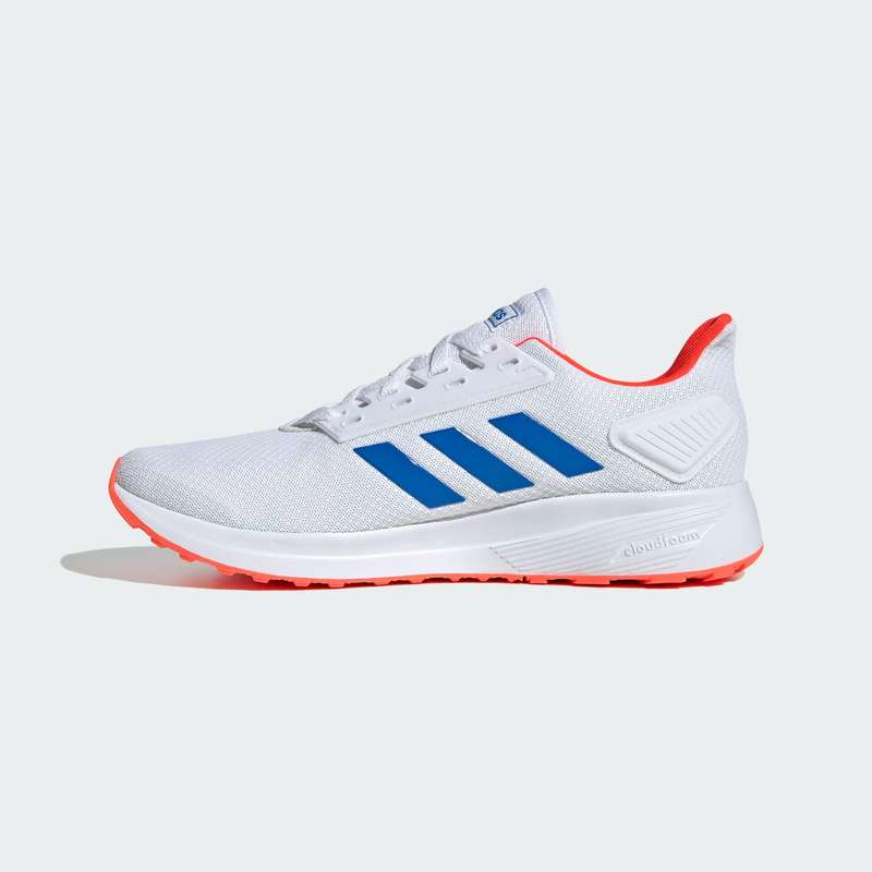 adidas Men`s DURAMO 9 Cloud White/ Glow Blue/ Solar Red EG8665 Size UK 10 (SA 10)