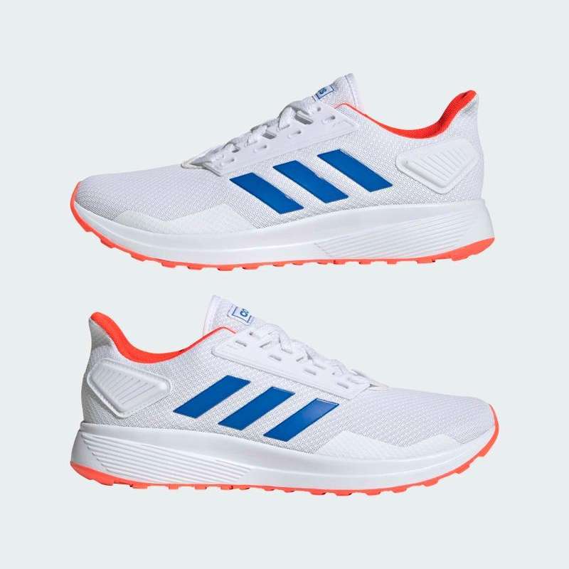 adidas Men`s DURAMO 9 Cloud White/ Glow Blue/ Solar Red EG8665 Size UK 10 (SA 10)