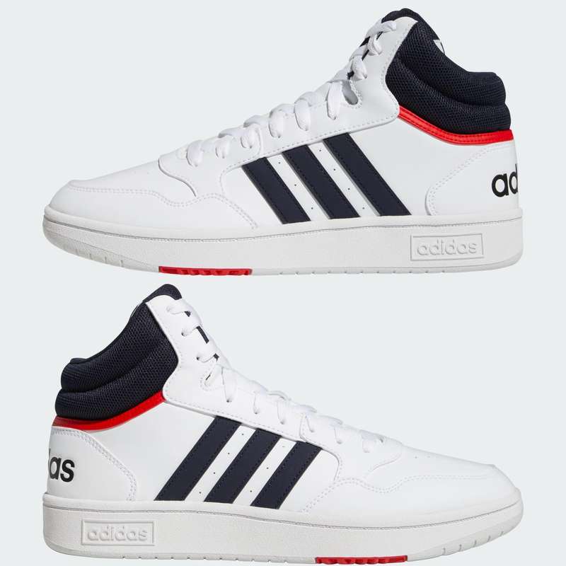 adidas Men`s Hoops 3.0 Mid Classic Vintage White/Legend Ink/Vivid Red GY5543 Size UK 8/11 (SA 8/11)