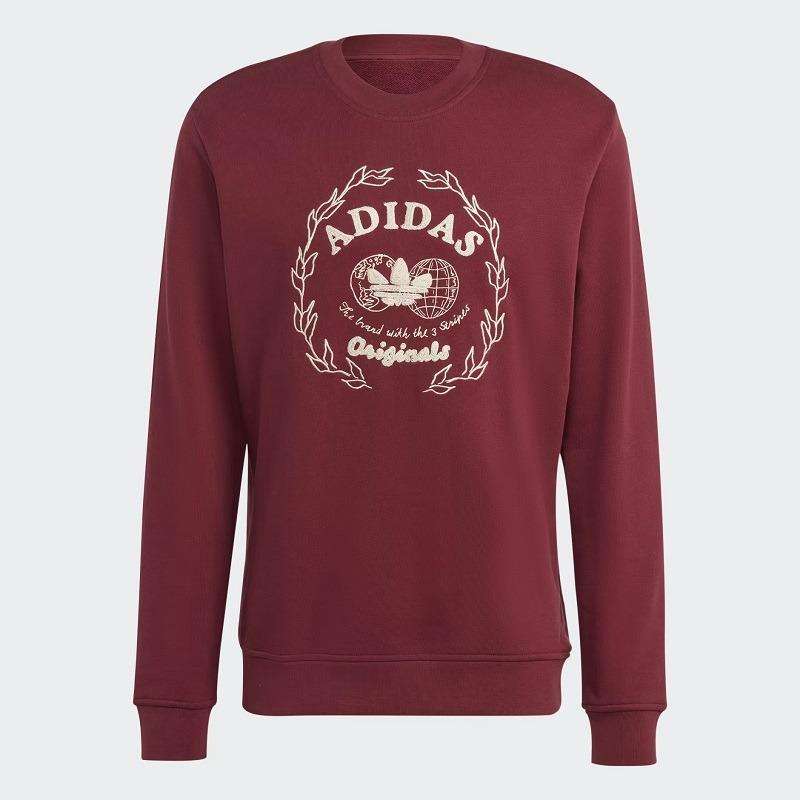 adidas Men`s Graphics Archive Crew Sweatshirt Burgundy GB8214