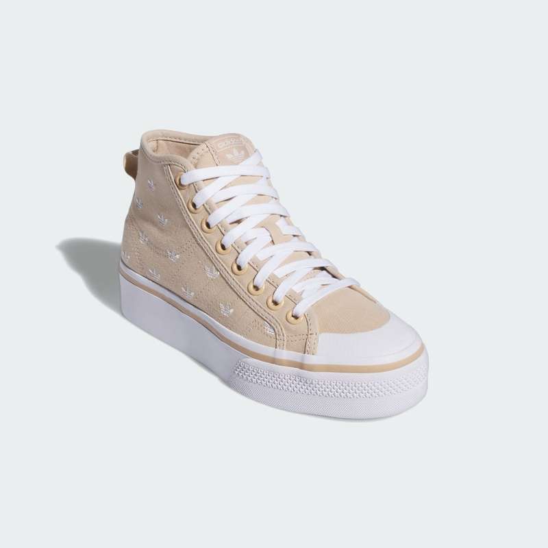 adidas Women's Nizza Platform Mid Magic Beige / Wonder White IG5059 Size UK 7.5 (SA 7.5)