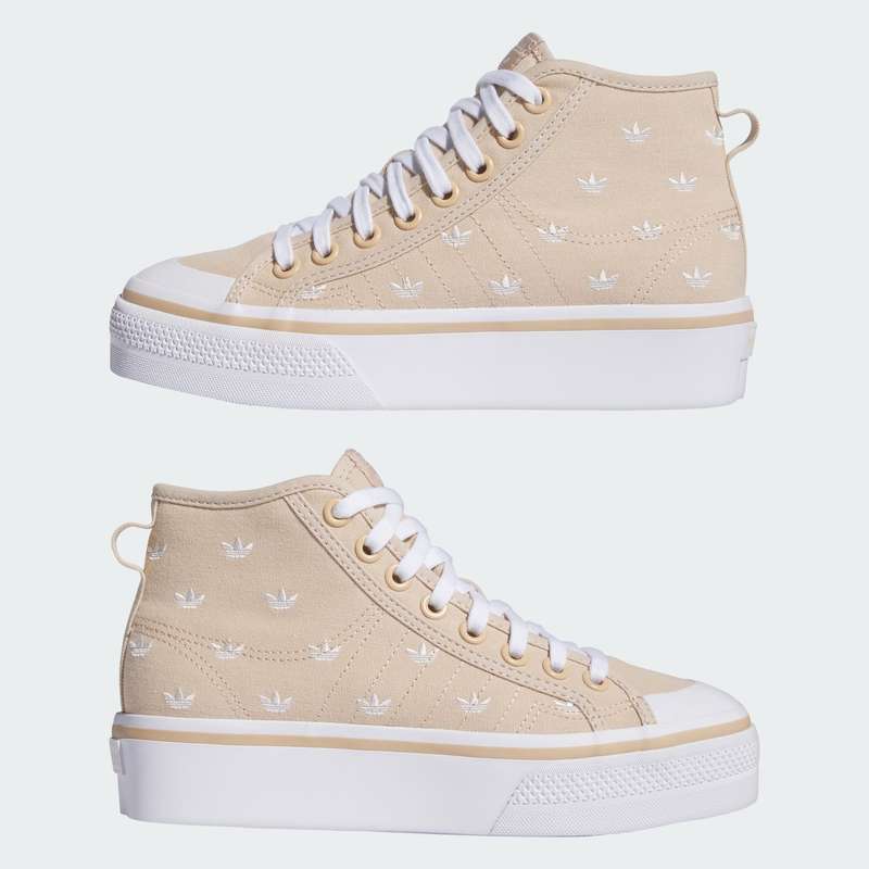 adidas Women's Nizza Platform Mid Magic Beige / Wonder White IG5059 Size UK 7.5 (SA 7.5)