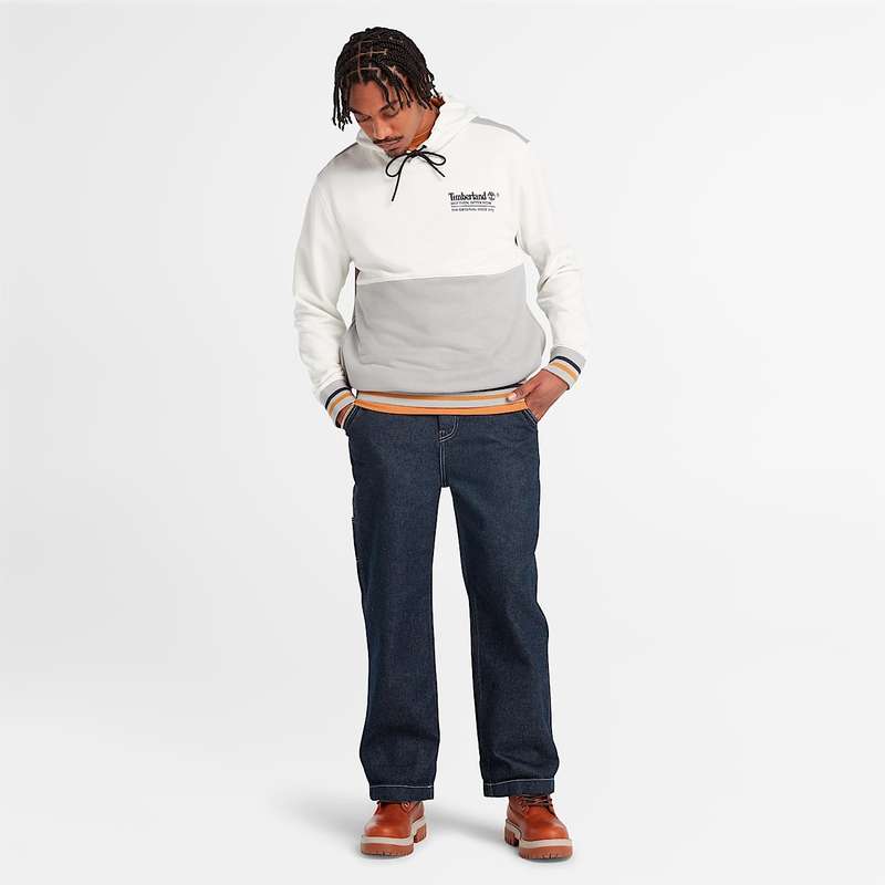 TIMBERLAND Men`s Back to School Graphic Hoodie Vintage White/Griffin TB0A6765 Size Large