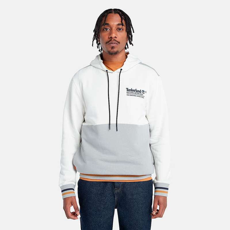 TIMBERLAND Men`s Back to School Graphic Hoodie Vintage White/Griffin TB0A6765 Size Large