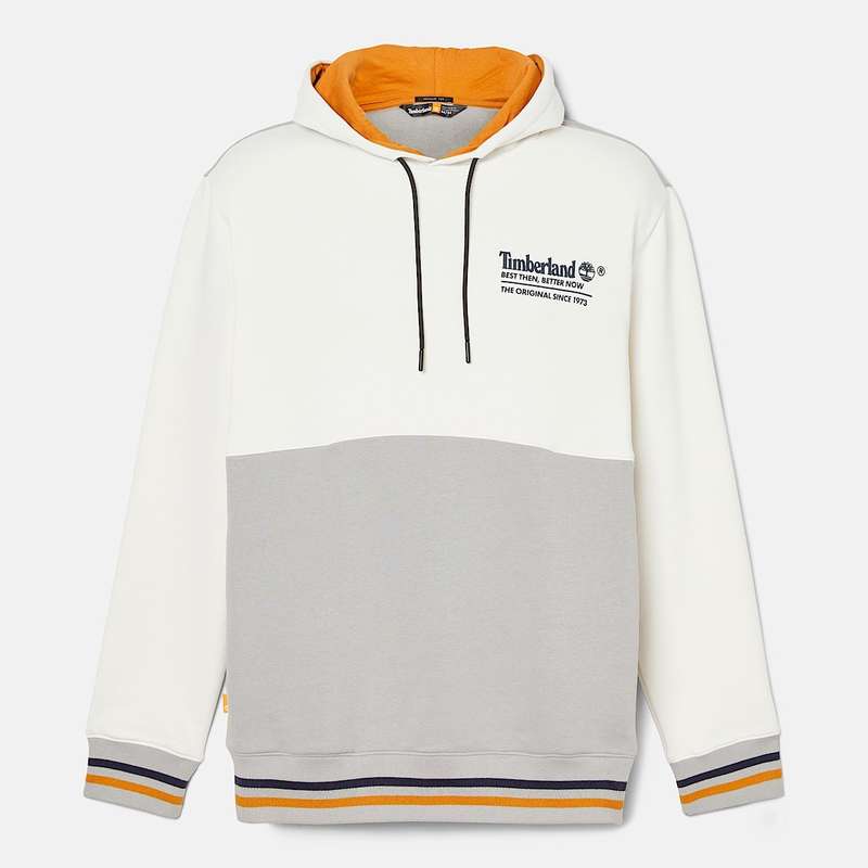 TIMBERLAND Men`s Back to School Graphic Hoodie Vintage White/Griffin TB0A6765 Size Large