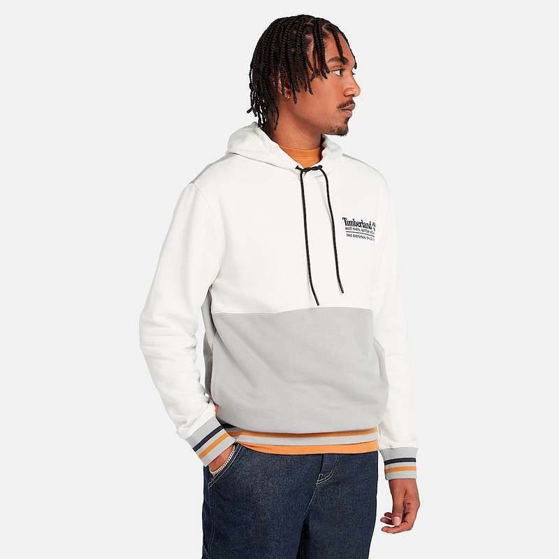 TIMBERLAND Men`s Back to School Graphic Hoodie Vintage White/Griffin TB0A6765 Size Large