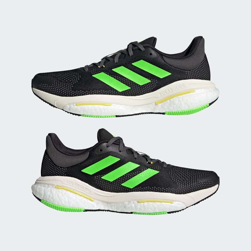 adidas Men`s SOLARGLIDE 5 Core Black / Solar Green / Beam Yellow GX6703 Size UK 7 (SA 7)