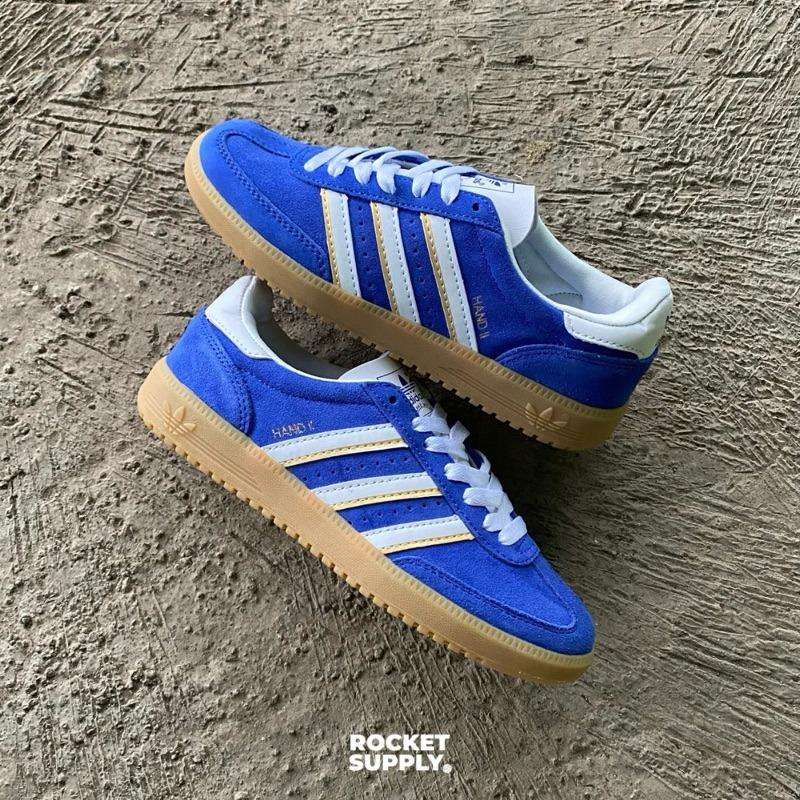 adidas Men`s HAND 2 Semi Lucid Blue/ White/ Mate Gold ID2115 Size UK 10.5 (SA 10.5)